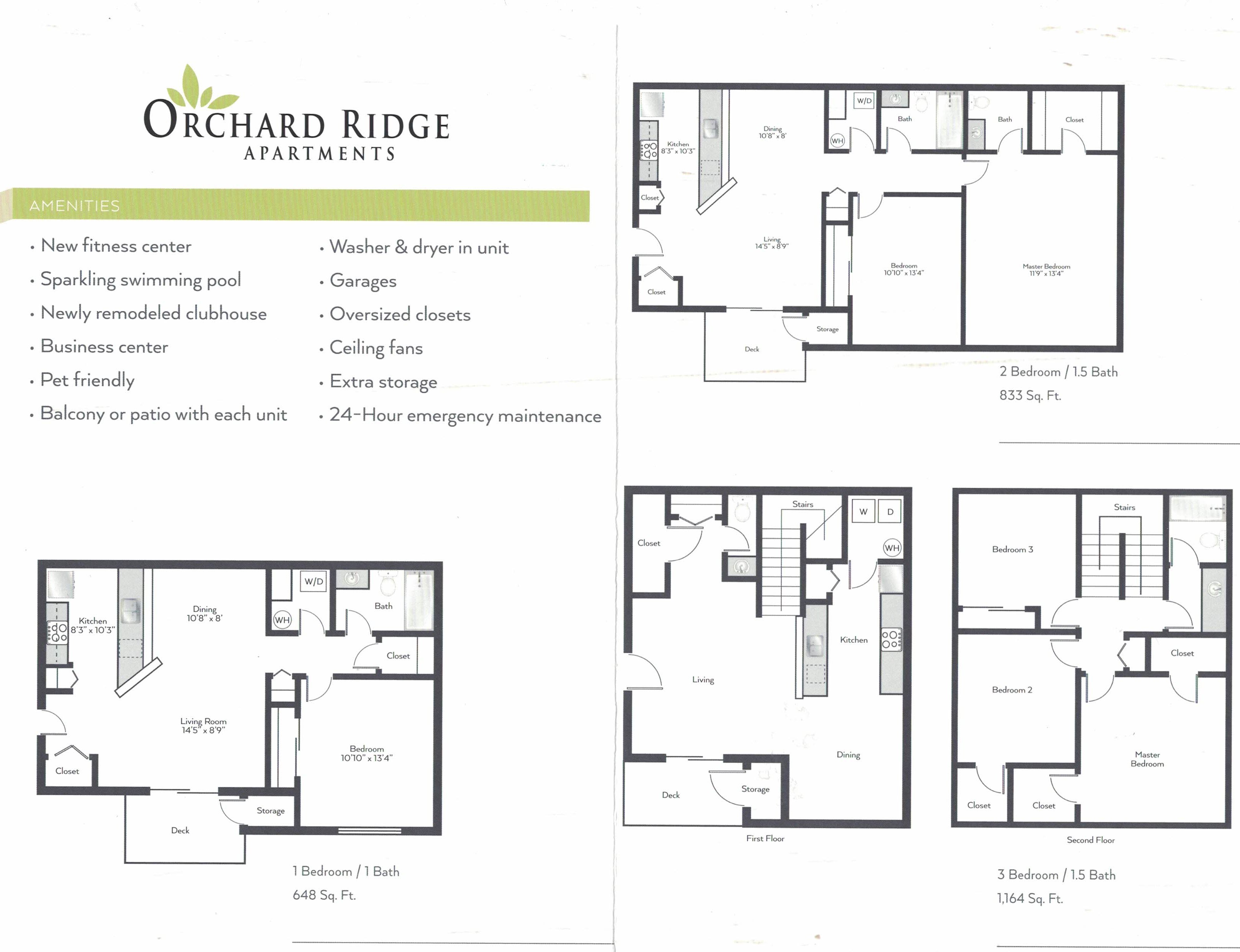 Floor Plan Details Orchard Ridge Apartments Warsaw, IN